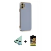MARSİLYAN™- iPhone 11 Kılıf Yankı Serisi - Siyah Buffer Cam Ekran Koruyucu + Raze Metal Kamera Lens - MI