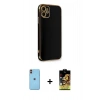 MARSİLYAN™- iPhone 11 Kılıf Yankı Serisi - Siyah Buffer Cam Ekran Koruyucu + Neon Fosforlu Kamera Lens - TU
