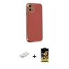 MARSİLYAN™- iPhone 11 Kılıf Yankı Serisi - Siyah Buffer Cam Ekran Koruyucu + Renkli Kamera Lens Koruma Cam - PE