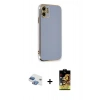 MARSİLYAN™- iPhone 11 Kılıf Yankı Serisi - Siyah Buffer Cam Ekran Koruyucu + Pers Alüminyum Kamera Lens - GI