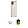 MARSİLYAN™- iPhone 11 Kılıf Yankı Serisi - Siyah Buffer Cam Ekran Koruyucu + Pers Alüminyum Kamera Lens - GI