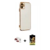 MARSİLYAN™- iPhone 11 Kılıf Yankı Serisi - Siyah Buffer Cam Ekran Koruyucu + Pers Alüminyum Kamera Lens - KI