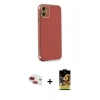 MARSİLYAN™- iPhone 11 Kılıf Yankı Serisi - Siyah Buffer Cam Ekran Koruyucu + Pers Alüminyum Kamera Lens - KI