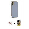 MARSİLYAN™- iPhone 11 Kılıf Yankı Serisi - Siyah Buffer Cam Ekran Koruyucu + Pers Alüminyum Kamera Lens - KI