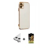 MARSİLYAN™- iPhone 11 Kılıf Yankı Serisi - Siyah Buffer Cam Ekran Koruyucu + Raze Metal Kamera Lens - GS
