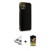 MARSİLYAN™- iPhone 11 Kılıf Yankı Serisi - Siyah Buffer Cam Ekran Koruyucu + Raze Metal Kamera Lens - GS