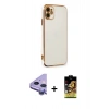 MARSİLYAN™- iPhone 11 Kılıf Yankı Serisi - Siyah Buffer Cam Ekran Koruyucu + Raze Metal Kamera Lens - MR