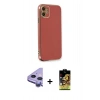 MARSİLYAN™- iPhone 11 Kılıf Yankı Serisi - Siyah Buffer Cam Ekran Koruyucu + Raze Metal Kamera Lens - MR