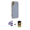 MARSİLYAN™- iPhone 11 Kılıf Yankı Serisi - Siyah Buffer Cam Ekran Koruyucu + Raze Metal Kamera Lens - MR