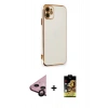 MARSİLYAN™- iPhone 11 Kılıf Yankı Serisi - Siyah Buffer Cam Ekran Koruyucu + Raze Metal Kamera Lens - SH