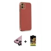 MARSİLYAN™- iPhone 11 Kılıf Yankı Serisi - Siyah Buffer Cam Ekran Koruyucu + Raze Metal Kamera Lens - SH