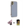 MARSİLYAN™- iPhone 11 Kılıf Yankı Serisi - Siyah Buffer Cam Ekran Koruyucu + Raze Metal Kamera Lens - SH