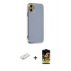 MARSİLYAN™- iPhone 11 Kılıf Yankı Serisi - Siyah Buffer Cam Ekran Koruyucu + Renkli Kamera Lens Koruma Cam - SI