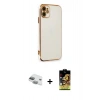 MARSİLYAN™- iPhone 11 Kılıf Yankı Serisi - Siyah Buffer Cam Ekran Koruyucu + Pers Alüminyum Kamera Lens - YL