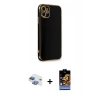 MARSİLYAN™- iPhone 11 Kılıf Yankı Serisi - Siyah Buffer Hayalet Cam Ekran Koruyucu + Pers Alüminyum Kamera Lens - GI