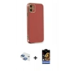MARSİLYAN™- iPhone 11 Kılıf Yankı Serisi - Siyah Buffer Hayalet Cam Ekran Koruyucu + Pers Alüminyum Kamera Lens - GI