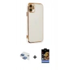 MARSİLYAN™- iPhone 11 Kılıf Yankı Serisi - Siyah Buffer Hayalet Cam Ekran Koruyucu + Pers Alüminyum Kamera Lens - GI