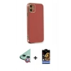 MARSİLYAN™- iPhone 11 Kılıf Yankı Serisi - Siyah Buffer Hayalet Cam Ekran Koruyucu + Raze Metal Kamera Lens - KI