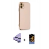 MARSİLYAN™- iPhone 11 Kılıf Yankı Serisi - Siyah Buffer Hayalet Cam Ekran Koruyucu + Raze Metal Kamera Lens - MR