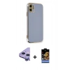 MARSİLYAN™- iPhone 11 Kılıf Yankı Serisi - Siyah Buffer Hayalet Cam Ekran Koruyucu + Raze Metal Kamera Lens - MR