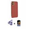 MARSİLYAN™- iPhone 11 Kılıf Yankı Serisi - Siyah Buffer Hayalet Cam Ekran Koruyucu + Raze Metal Kamera Lens - MR