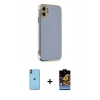 MARSİLYAN™- iPhone 11 Kılıf Yankı Serisi - Siyah Buffer Hayalet Cam Ekran Koruyucu + Neon Fosforlu Kamera Lens - TU
