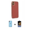 MARSİLYAN™- iPhone 11 Kılıf Yankı Serisi - Siyah Buffer Hayalet Cam Ekran Koruyucu + Neon Fosforlu Kamera Lens - TU