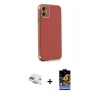 MARSİLYAN™- iPhone 11 Kılıf Yankı Serisi - Siyah Buffer Hayalet Cam Ekran Koruyucu + Pers Alüminyum Kamera Lens - GD