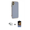 MARSİLYAN™- iPhone 11 Kılıf Yankı Serisi - Siyah Buffer Hayalet Cam Ekran Koruyucu + Pers Alüminyum Kamera Lens - YL