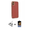 MARSİLYAN™- iPhone 11 Kılıf Yankı Serisi - Siyah Buffer Hayalet Cam Ekran Koruyucu + Raze Metal Kamera Lens - GS