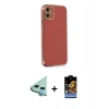 MARSİLYAN™- iPhone 11 Kılıf Yankı Serisi - Siyah Buffer Hayalet Cam Ekran Koruyucu + Raze Metal Kamera Lens - MI
