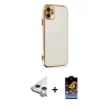 MARSİLYAN™- iPhone 11 Kılıf Yankı Serisi - Siyah Buffer Hayalet Cam Ekran Koruyucu + Raze Metal Kamera Lens - GS