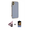 MARSİLYAN™- iPhone 11 Kılıf Yankı Serisi - Siyah Buffer Hayalet Cam Ekran Koruyucu + Raze Metal Kamera Lens - SH