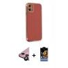 MARSİLYAN™- iPhone 11 Kılıf Yankı Serisi - Siyah Buffer Hayalet Cam Ekran Koruyucu + Raze Metal Kamera Lens - SH