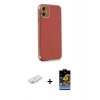 MARSİLYAN™- iPhone 11 Kılıf Yankı Serisi - Siyah Buffer Hayalet Cam Ekran Koruyucu + Renkli Kamera Lens Koruma Cam - YL