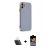 MARSİLYAN™- iPhone 11 Kılıf Yankı Serisi - Siyah Buffer Hayalet Cam Ekran Koruyucu + Şeffaf Kamera Lens Koruma Cam