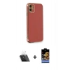 MARSİLYAN™- iPhone 11 Kılıf Yankı Serisi - Siyah Buffer Hayalet Cam Ekran Koruyucu + Şeffaf Kamera Lens Koruma Cam