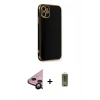 MARSİLYAN™- iPhone 11 Kılıf Yankı Serisi - Siyah Joko Magic 5D Hayalet Cam + Raze Metal Kamera Lens - SH