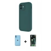 MARSİLYAN™- iPhone 11 Kılıf Yankı Yansıma Özel Seri - Şeffaf 360 Full Body Arka Koruyucu + Neon Fosforlu Kamera Lens - MI