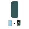 MARSİLYAN™- iPhone 11 Kılıf Yankı Yansıma Özel Seri - Şeffaf 360 Full Body Arka Koruyucu + Neon Fosforlu Kamera Lens - YL
