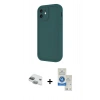 MARSİLYAN™- iPhone 11 Kılıf Yankı Yansıma Özel Seri - Şeffaf Royal Nano Ekran Koruyucu + Yeşil Pers Alüminyum Kamera Lens