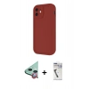 MARSİLYAN™- iPhone 11 Kılıf Yankı Yansıma Özel Seri - Şeffaf Uv Polymer Nano Ekran Koruyucu + Kırmızı Raze Metal Kamera Lens