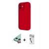 MARSİLYAN™- iPhone 11 Kılıf Yankı Yansıma Özel Seri - Şeffaf Uv Polymer Nano Ekran Koruyucu + Kırmızı Raze Metal Kamera Lens