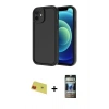 MARSİLYAN™- iPhone 11 Kılıf Yankı Yansıma Özel Seri - Siyah 34D Hayalet Izgaralı Cam + Rainbow Kamera Lens Koruma Cam - KI