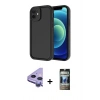 MARSİLYAN™- iPhone 11 Kılıf Yankı Yansıma Özel Seri - Siyah 34D Hayalet Izgaralı Cam + Raze Metal Kamera Lens - MR