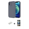 MARSİLYAN™- iPhone 11 Kılıf Yankı Yansıma Özel Seri - Siyah 34D Hayalet Izgaralı Cam + Renkli Kamera Lens Koruma Cam - PE