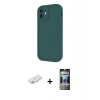 MARSİLYAN™- iPhone 11 Kılıf Yankı Yansıma Özel Seri - Siyah 34D Hayalet Izgaralı Cam + Renkli Kamera Lens Koruma Cam - PE