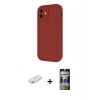 MARSİLYAN™- iPhone 11 Kılıf Yankı Yansıma Özel Seri - Siyah 34D Hayalet Izgaralı Cam + Renkli Kamera Lens Koruma Cam - PE