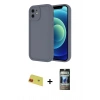 MARSİLYAN™- iPhone 11 Kılıf Yankı Yansıma Özel Seri - Siyah 34D Hayalet Izgaralı Cam + Rainbow Kamera Lens Koruma Cam - KI