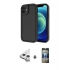 MARSİLYAN™- iPhone 11 Kılıf Yankı Yansıma Özel Seri - Siyah 34D Hayalet Izgaralı Cam + Raze Metal Kamera Lens - GS